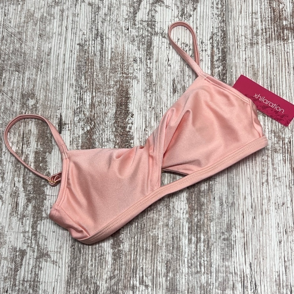 JUNIORS Metallic Twist Front Bralette Bikini Top Size XS (00)
